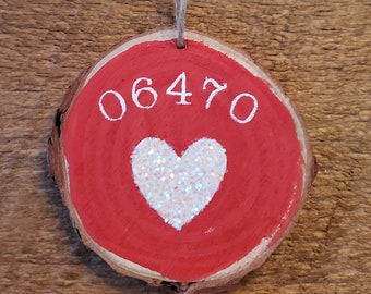 Personalized Heart Ornament with Zip Code for Mother's Day
