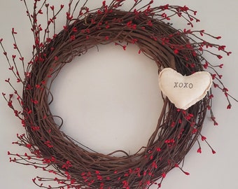 Red Berry Wreath with Heart