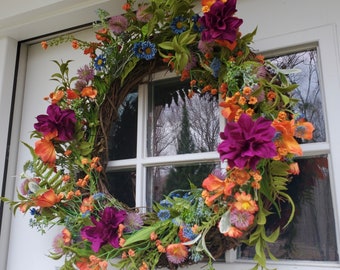 Bright Spring Wreath, Spring Wreath for your Front Door