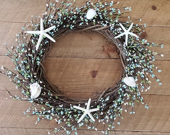 Seashell and Starfish Beach Wreath for your Beach House Front Door