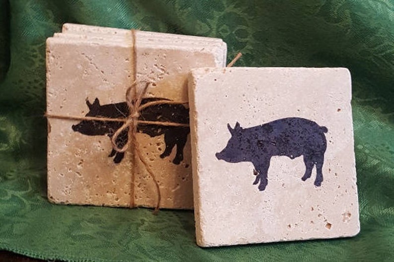 Pig Gifts Pig Coasters Pig Decor Gift for Pig Lovers Etsy