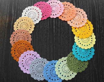 Crochet colorful coasters set