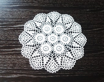White crochet cotton doily
