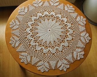 Large ecru crochet cotton doily