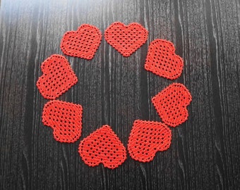 Red crochet coasters set - heart