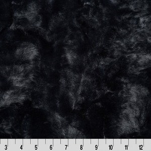 27 inch remnant of Black Hide Minky Fabric, Shannon Fabrics Minky, Black Faux Fur Hide Minky, Hide Minky Caviar
