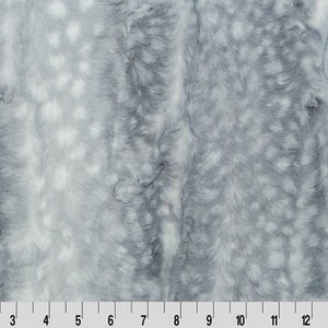 One Yard Luxe Cuddle Fawn Minky Fabric in Silver, Shannon Fabrics Minky, Gray Faux Fur Minky, Gray Deer Faux Fur