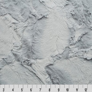 One Yard Silver Hide Minky Fabric, Gray Shannon Fabrics Minky, Silver Gray Faux Fur Hide Minky