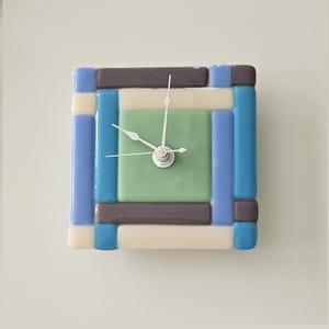 Plaid Fused Glass Clock