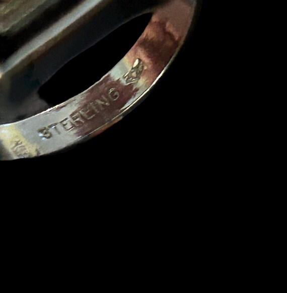 Sterling Onyx Stone Statement Ring Initial G Size… - image 5