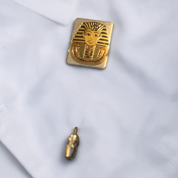 Reed & Barton Damascene Egyptian Revival King Tut Brooch/Stick Pin