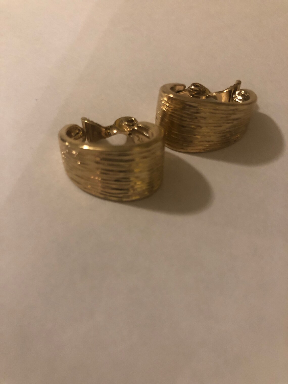 Vintage T.J.G. Gold toned Earrings clip on Etsy