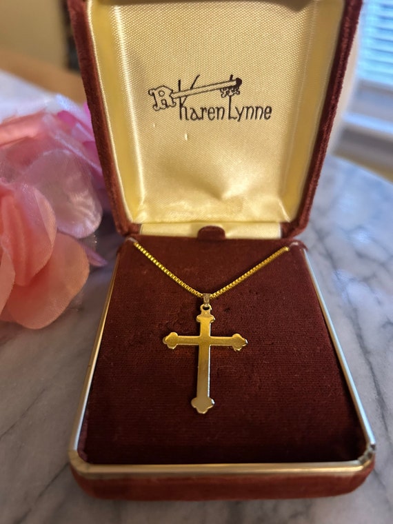 Beautiful Vintage Karen Lynne Gold Plated Cross N… - image 7
