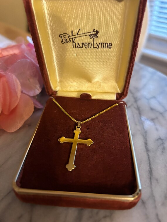 Beautiful Vintage Karen Lynne Gold Plated Cross N… - image 4