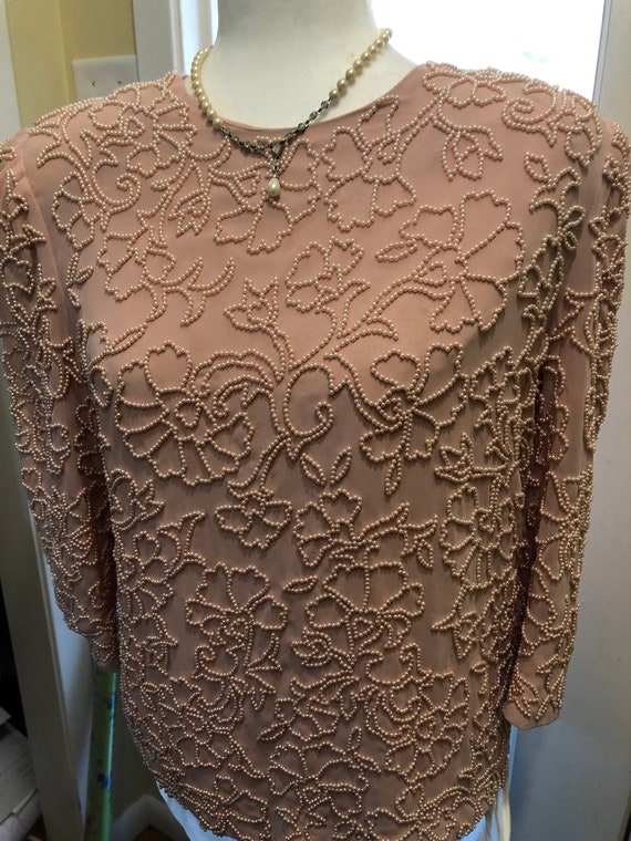 Stunning Vintage Marie St Claire Beaded dress pink