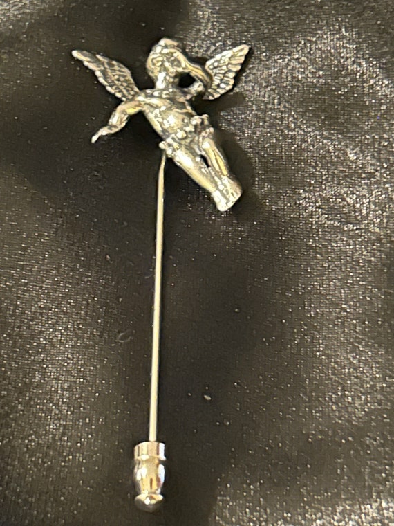 Vintage Cherub Sterling Silver Pin Brooch - image 9
