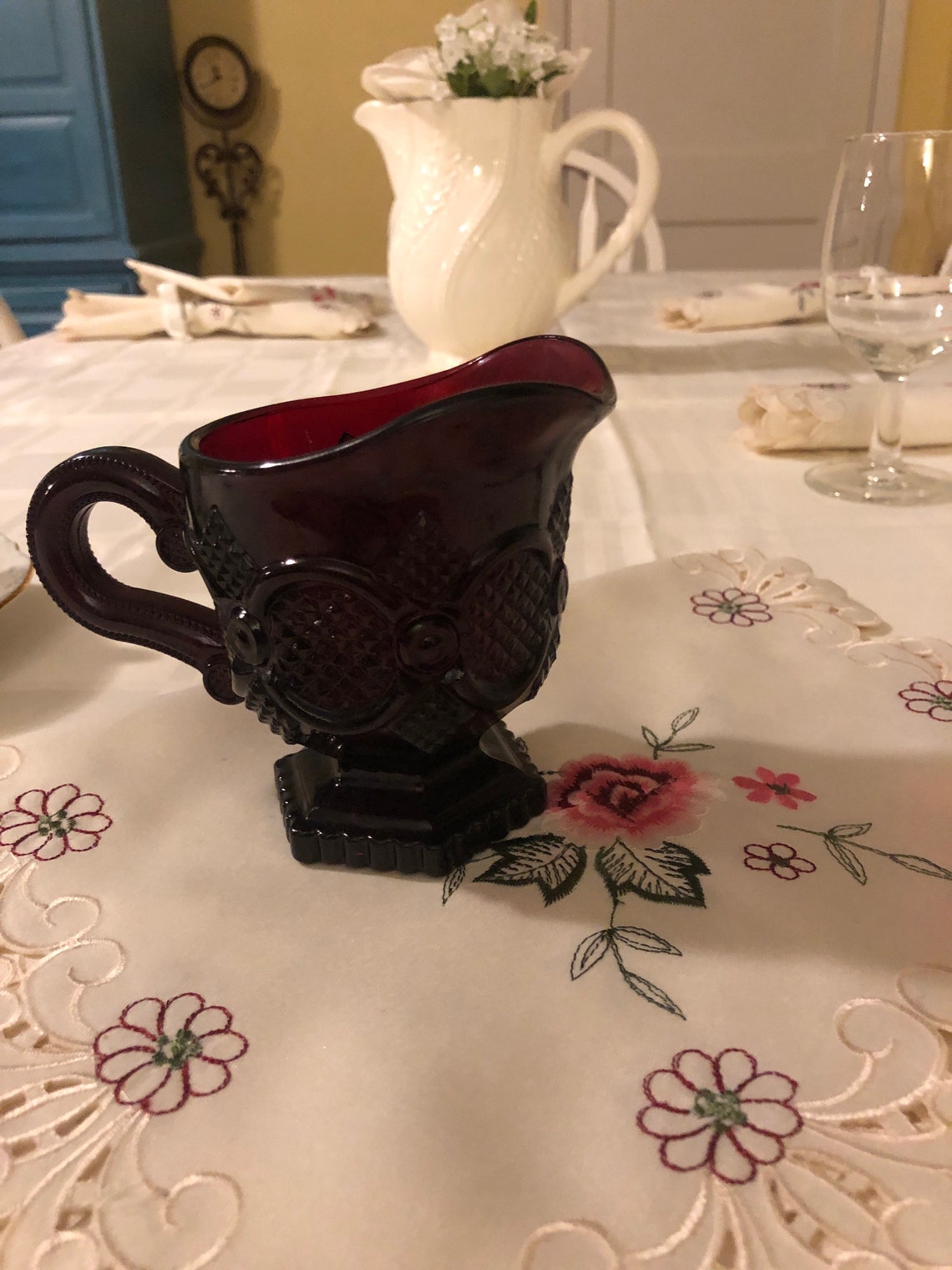 Vintage Avon Cape Cod Ruby Red Glass Creamer - Etsy