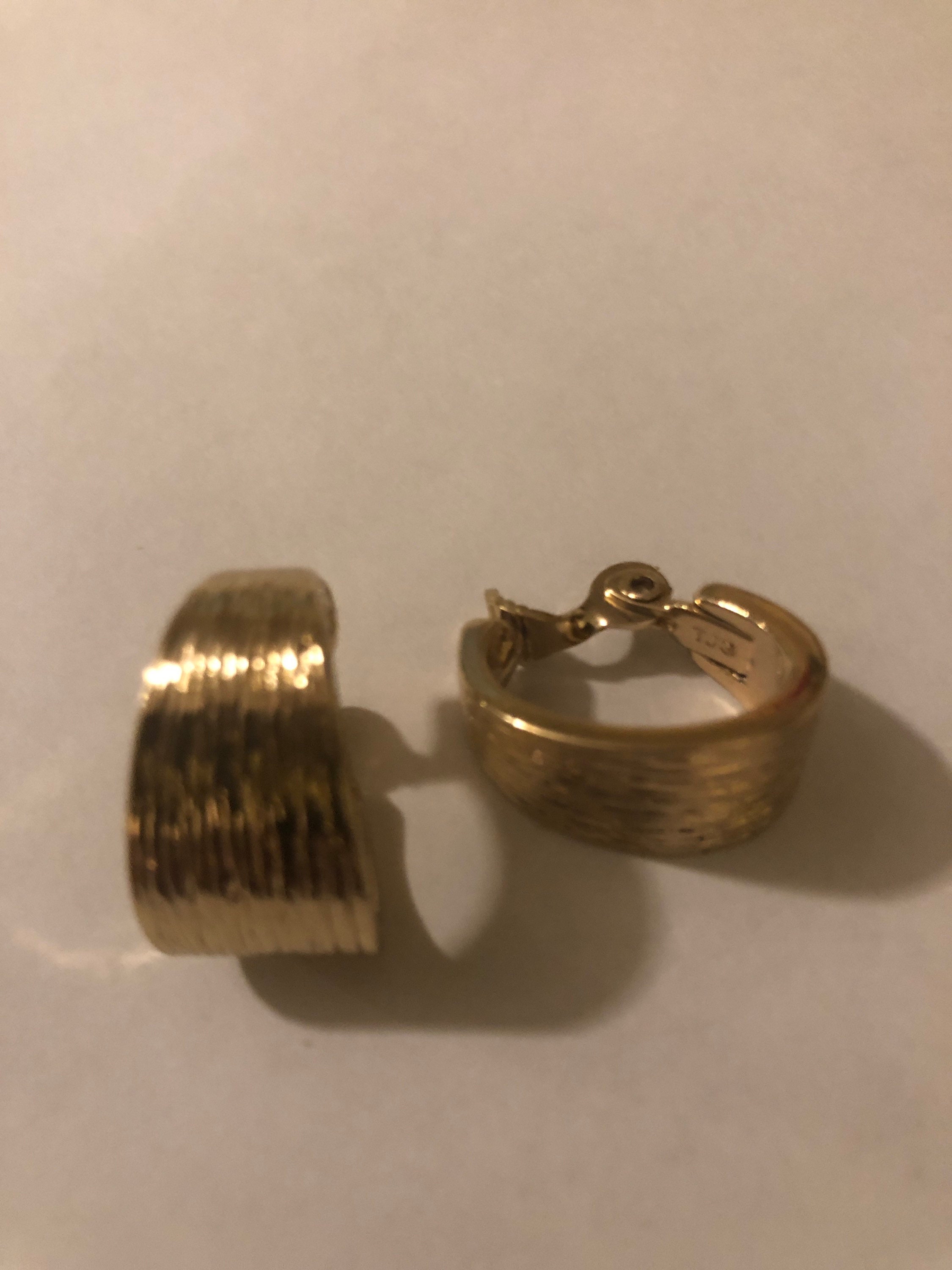 Vintage T.J.G. Gold toned Earrings clip on Etsy
