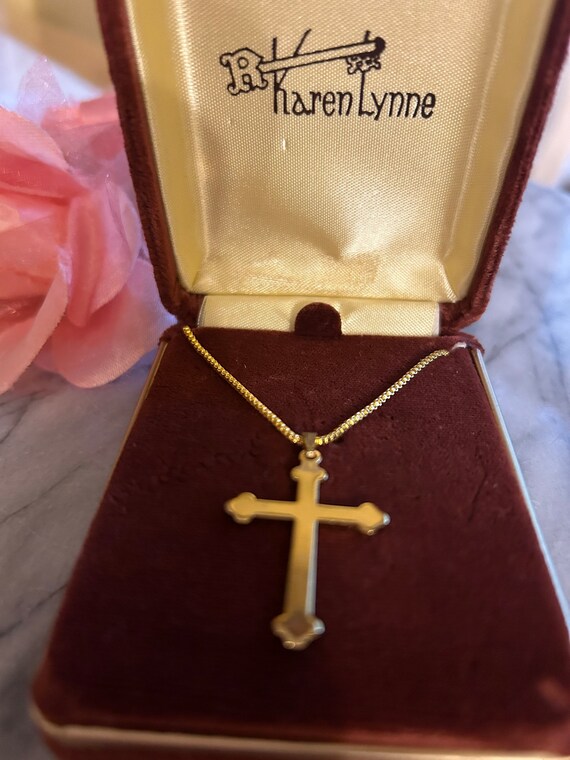 Beautiful Vintage Karen Lynne Gold Plated Cross N… - image 6