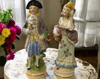 Vintage Colonial Porcelain Figurines Man and Woman