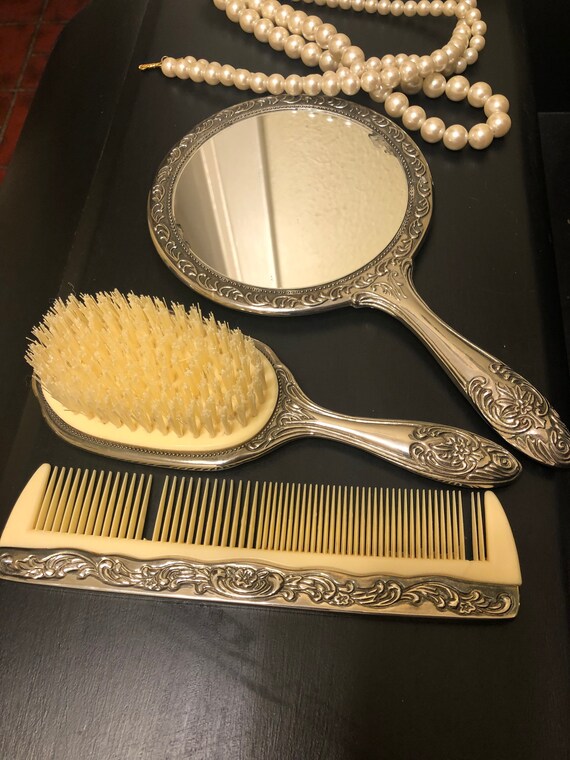 Vintage Vanity Set Mirror Comb and Brush Etsy