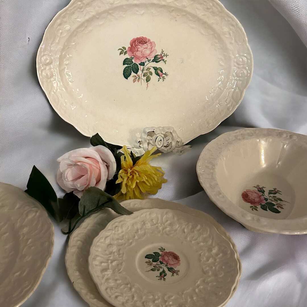 Antique Pope Gosser Rose Point Dishes Made in U.S.A. Etsy