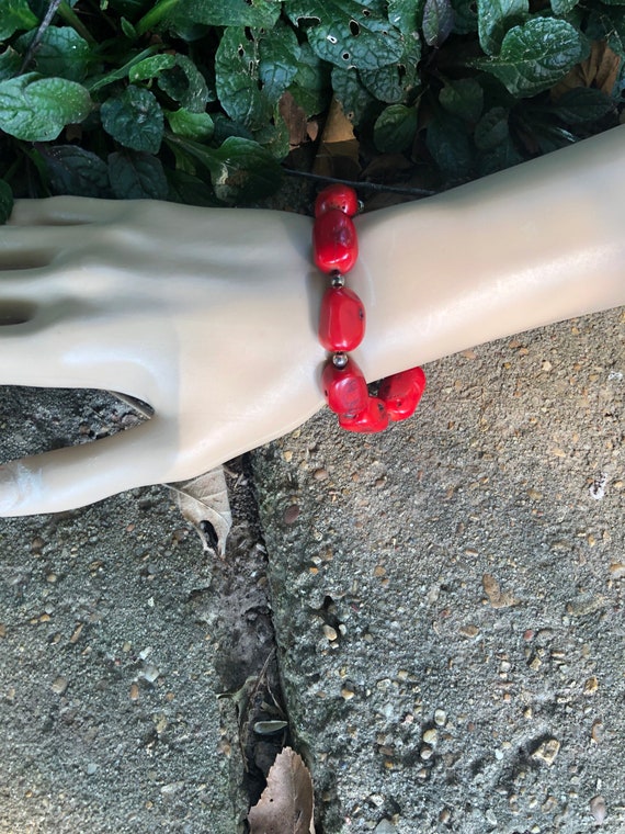 Beautiful Vintage Natural Cherry Red Real  Coral B
