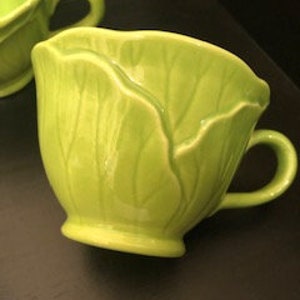 Vintage Green Cabbage Pottery Coffee/tea cup