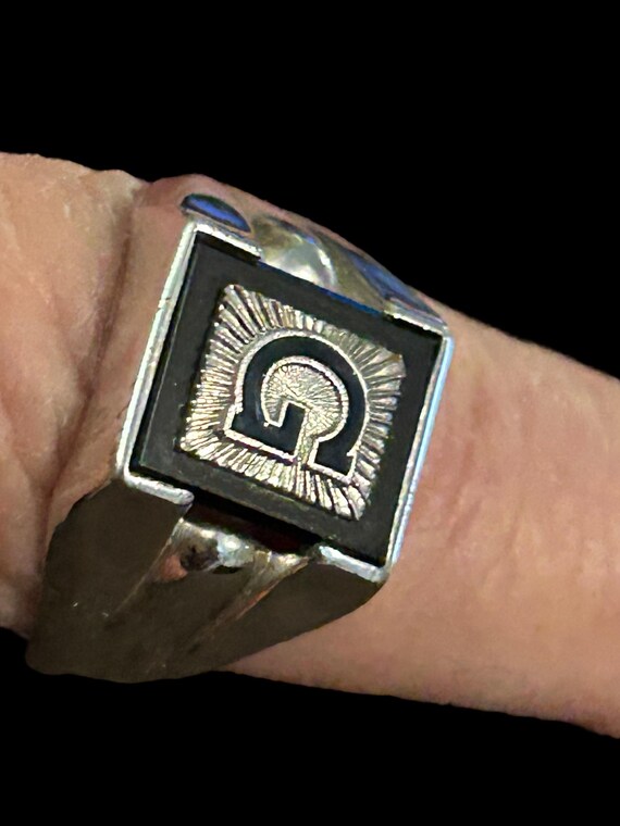 Sterling Onyx Stone Statement Ring Initial G Size… - image 6