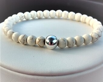 Gemstone bracelet- bead bracelet- sterling silver bracelet- silver bracelet- stretch bracelet- stacking bracelet- minimalist bracelet- gift