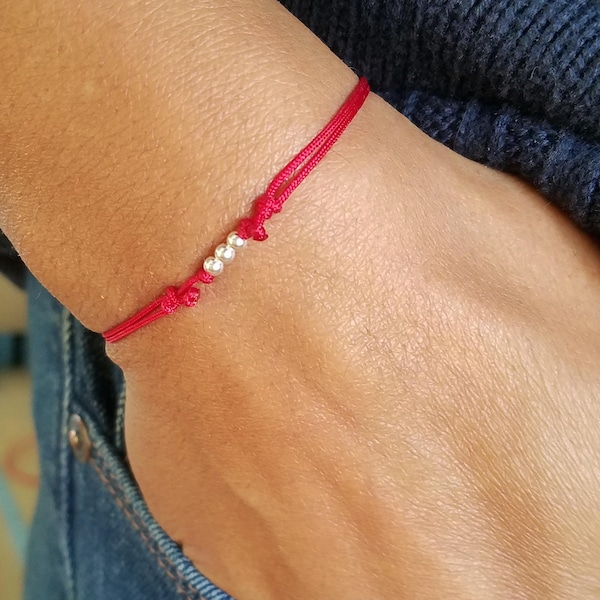 THREE Bead Red String Bracelet | Kalava | Red Thread | Red String Evil Eye Bracelet | Protection | Talisman | Lucky Bracelet | Yoga Bracelet