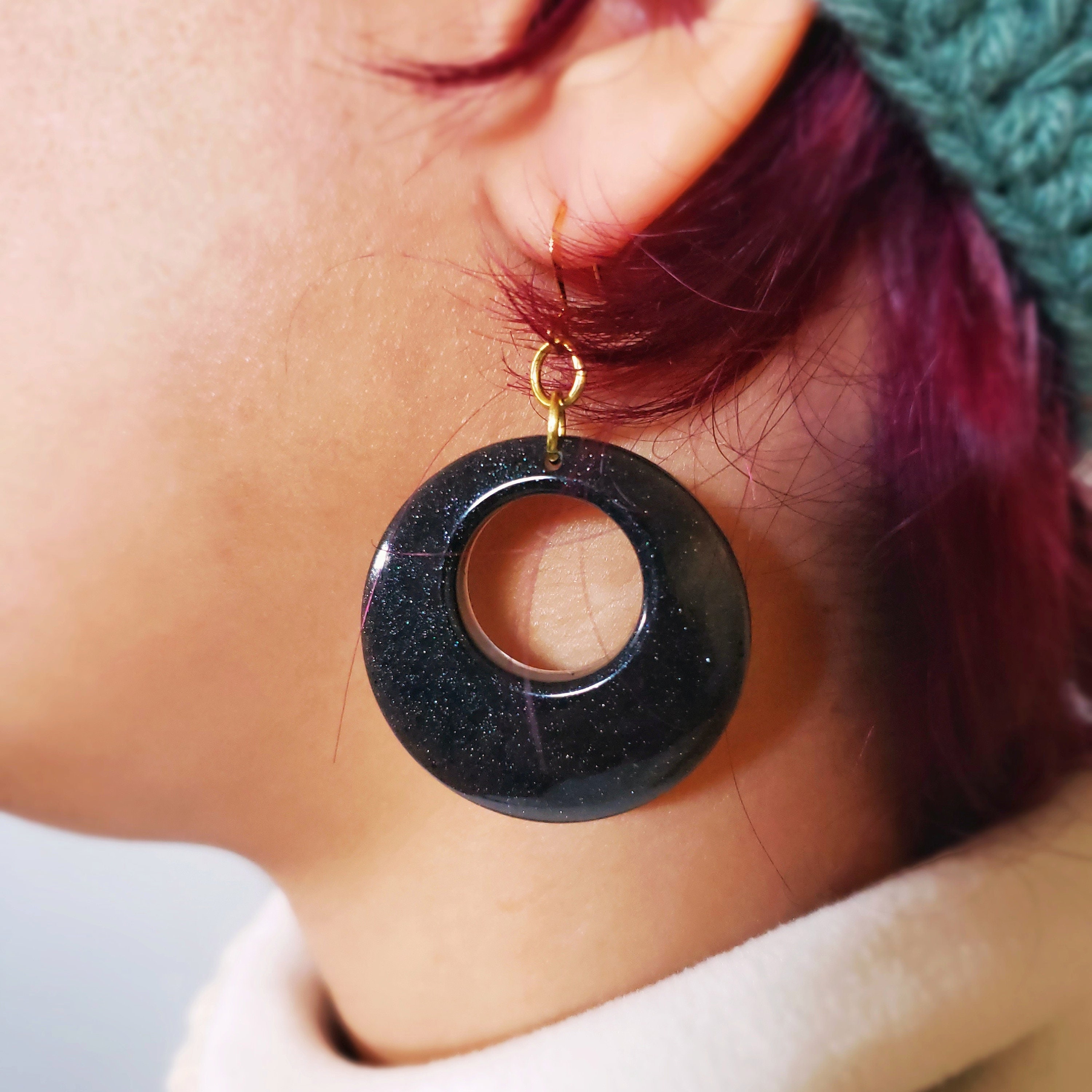 Black Circle Earring Collection Etsy