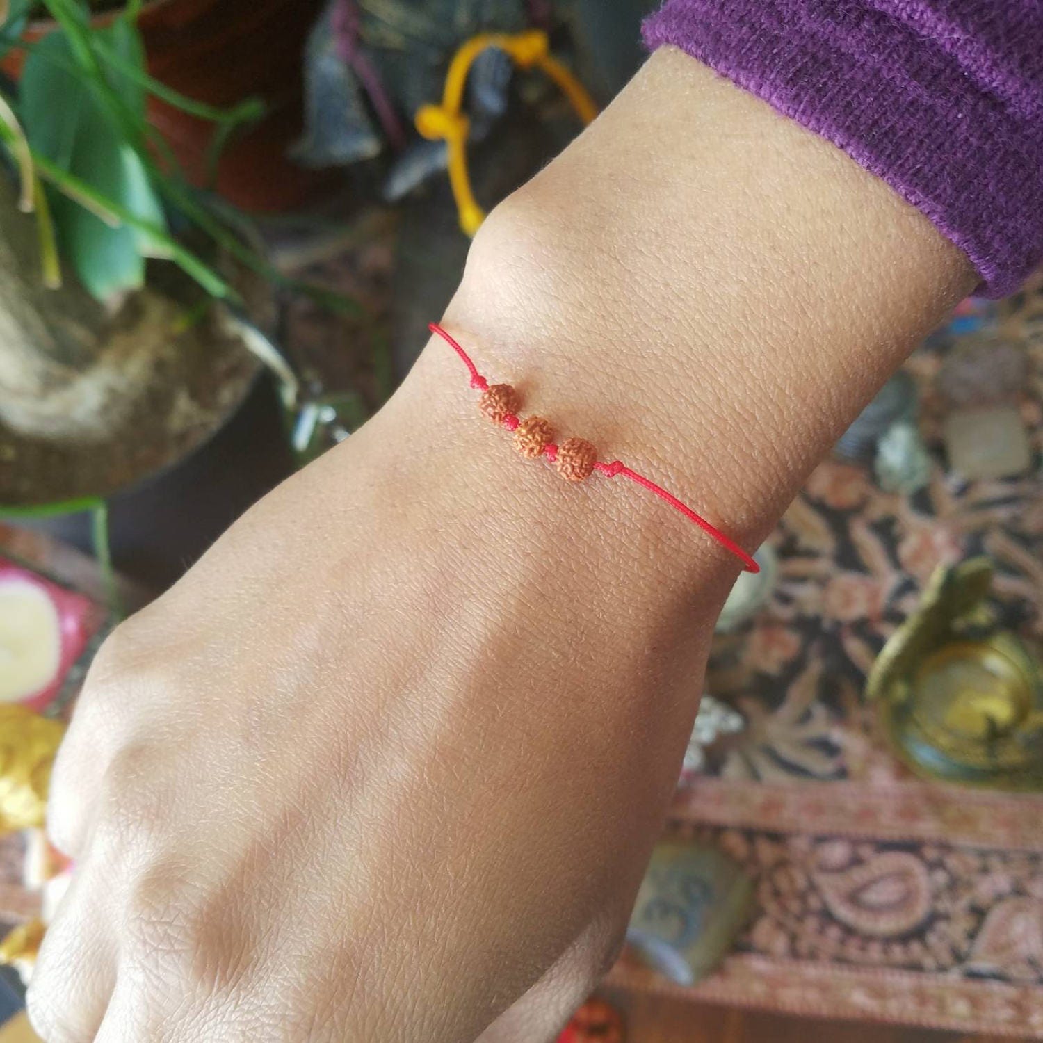 RUDRAKSHA Red String Bracelet Kalava Evil Eye Bracelet Red Thread