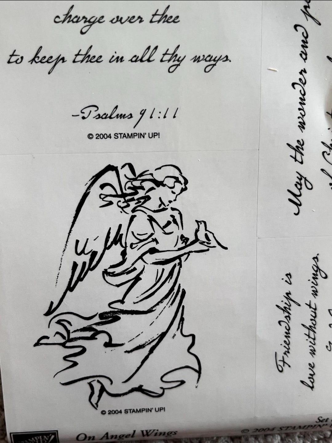 Stampin up 2004 on Angel Wings Set Retired 4 Unmounted Stamps FREE ...