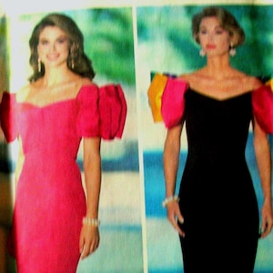 Butterick Pattern 6057 Jessica Howard  Dress 6/8/10/12 circa 1992 Puffed Sleeves Close Fitting Uncut Factory Folded