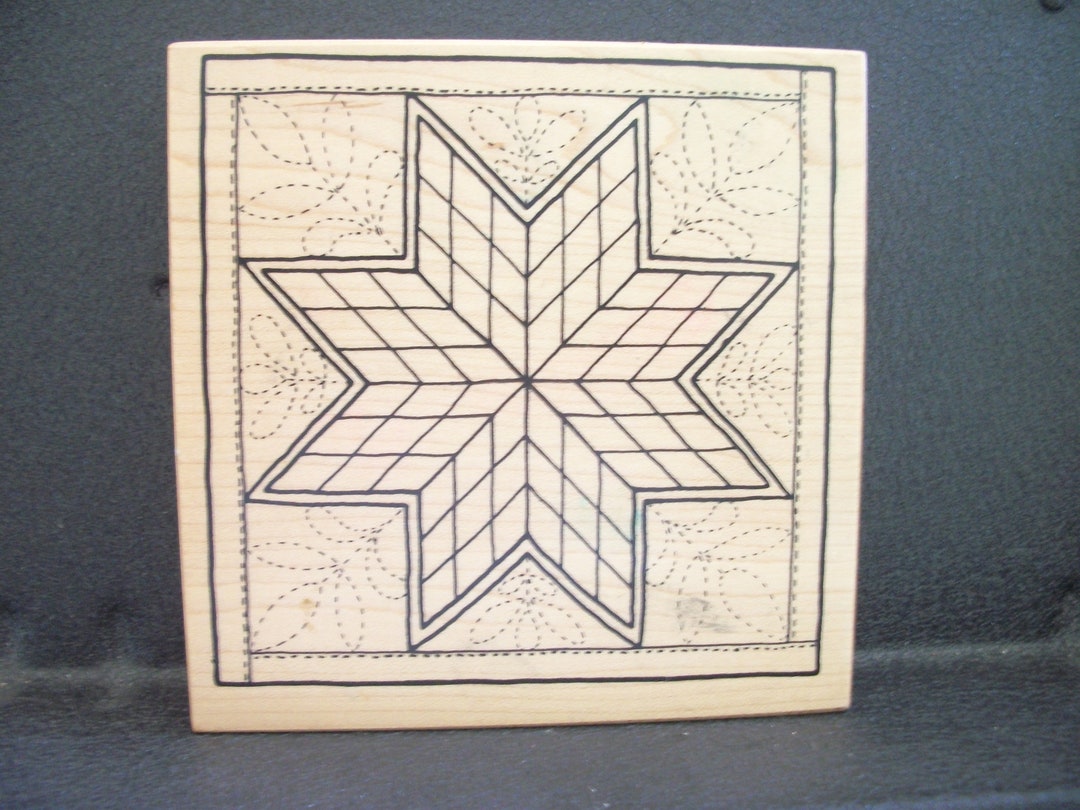 Rubber Stamp QUILT STAR by PSX Quilted Star With Flower Detail Etsy