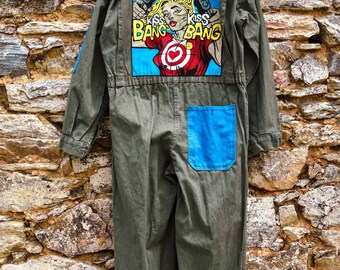 Kiss Kiss Bang Bang French Army Coverall 70's painted by hand/ hand-painted French army suit