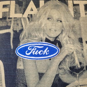 Rare embroidered patch badge &quot;F... in Ford logo&quot;