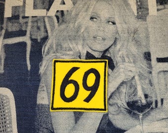 Rare embroidered patch badge "69" Yellow version