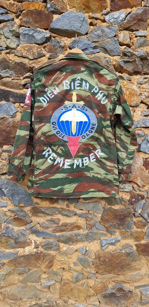 Rare Indochine french fatigue shirt painted Size