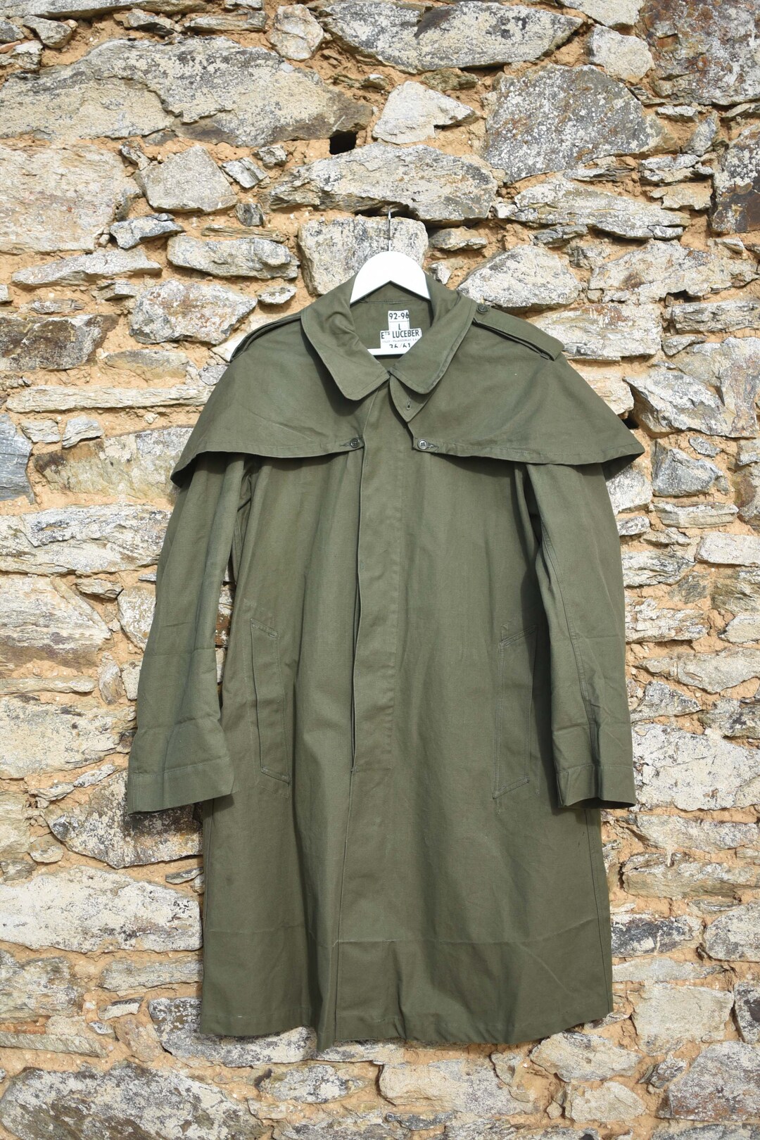 French 50's Military Rain Overcoat/ Hood Rain Jacket French Army 50s