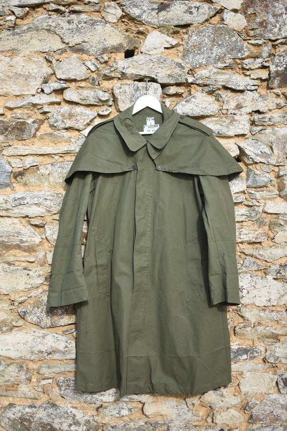 French 50's military rain overcoat/ Hood rain jack