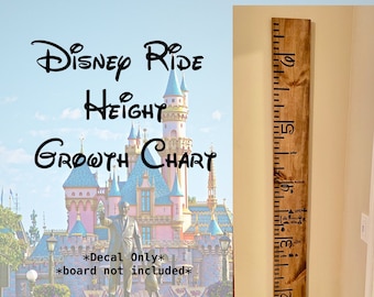 Disney Growth Chart Ruler with Ride Heights Disneyland Disney World (No Board Included) Only Vinyl Transfer included