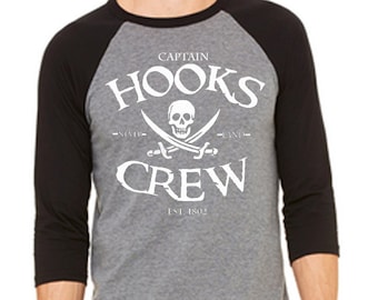 Disney Baseball Shirt Captain Hooks Crew Shirt Peter Pan Shirt Captain Hook Shirt Disneyland Shirt Disney World Shirt Magic Kingdom shirt