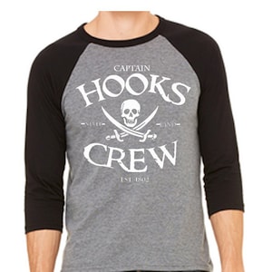 Disney Baseball Shirt Captain Hooks Crew Shirt Peter Pan Shirt Captain Hook Shirt Disneyland Shirt Disney World Shirt Magic Kingdom shirt
