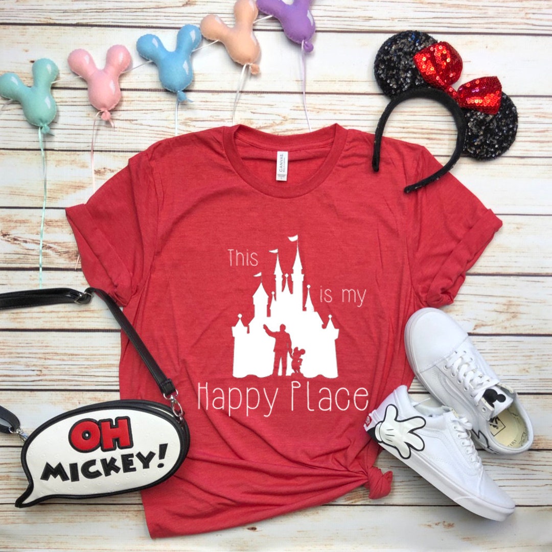 Disney Shirts This is My Happy Place Disney Shirt Disneyland Castle Walt  and Mickey Mouse Tee Disneyland Shirt Disney World Shirt 