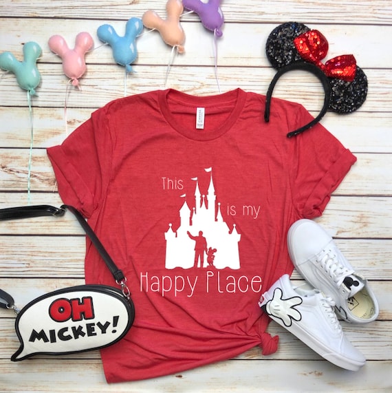 Disney Shirts This is My Happy Place Disney Shirt Disneyland Castle Walt  and Mickey Mouse Tee Disneyland Shirt Disney World Shirt 