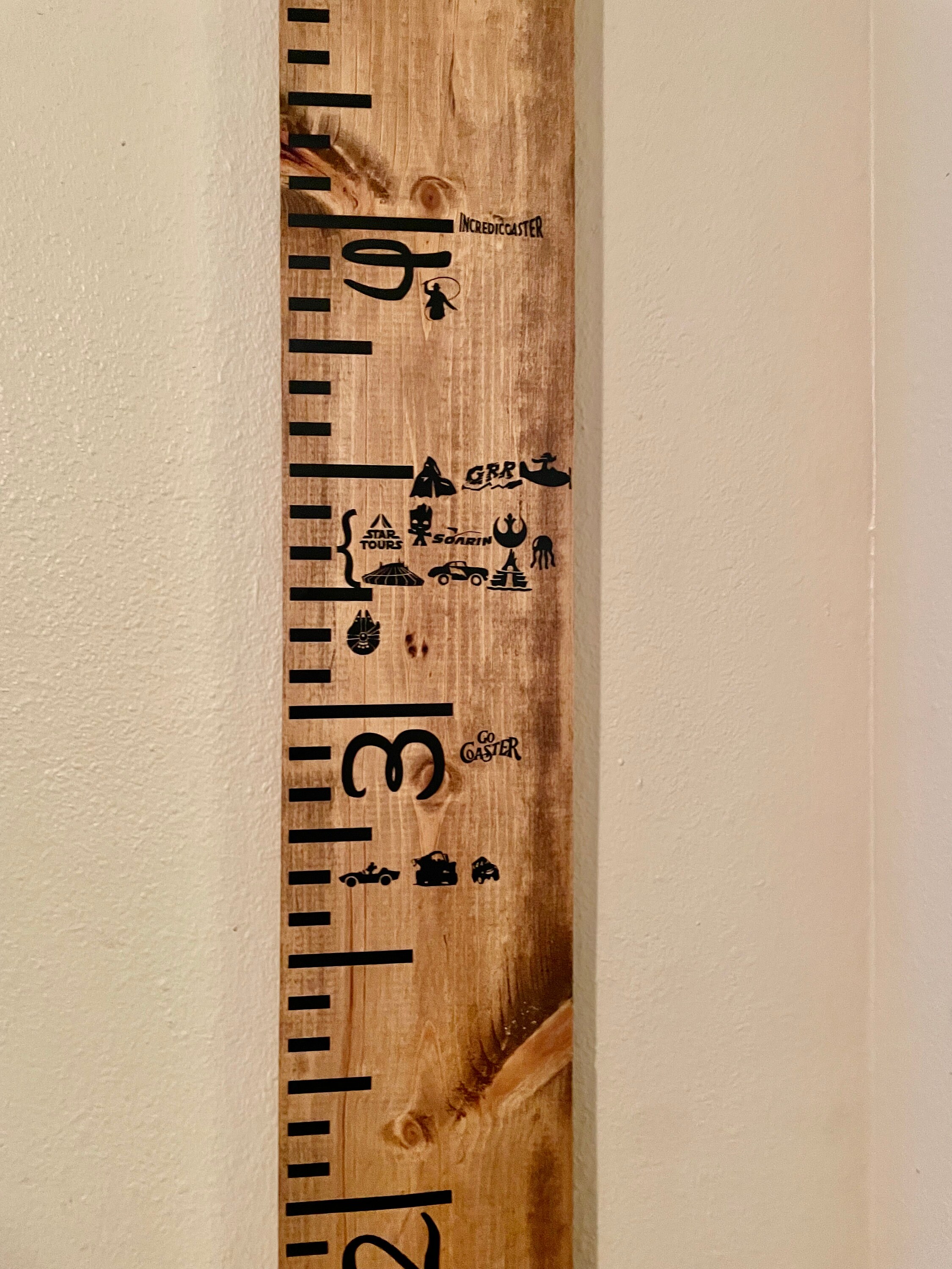 Disney Growth Chart Ruler With Ride Heights Disneyland Disney World (no ...