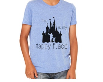 Youth Tee This is my Happy Place  Shirt Disneyland Shirt Disney World Shirt womens shirt  Magic Kingdom