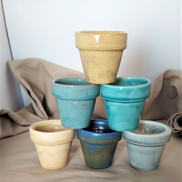 Small Ceramic Pots / 2 inch Flower Pot / Leaf Starter / Seed / Cuttings / Windowsill / Tiny Planters / Plant Lover Gift / Cactus / Air Plant